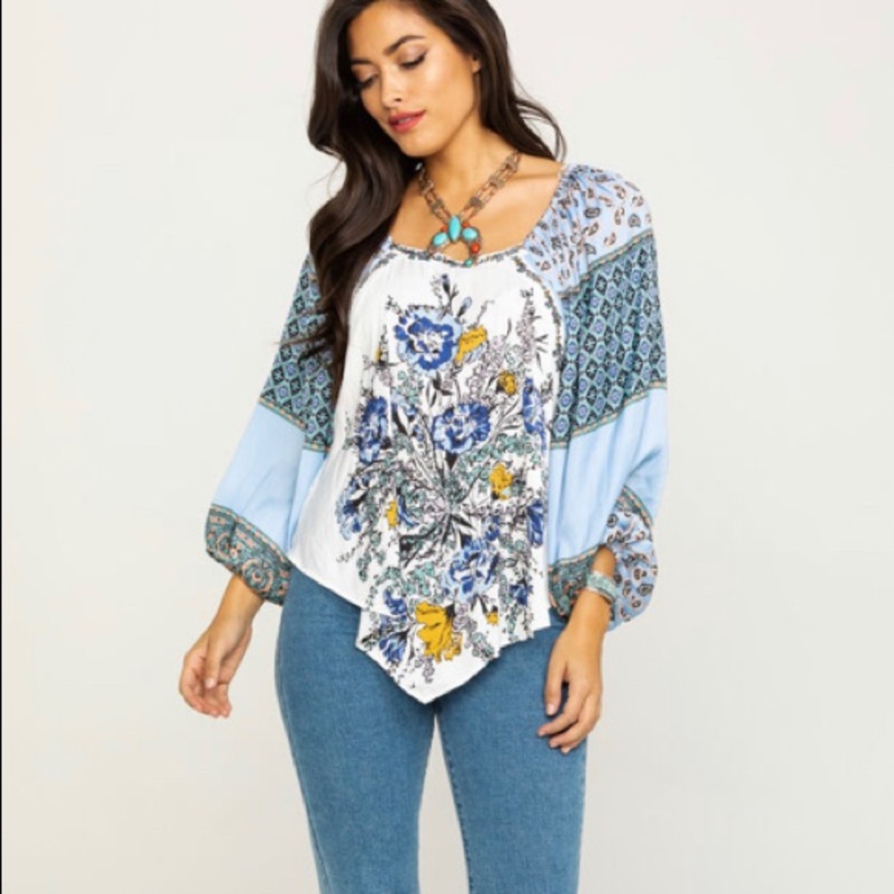 Free People NWT Positano Top in Blue